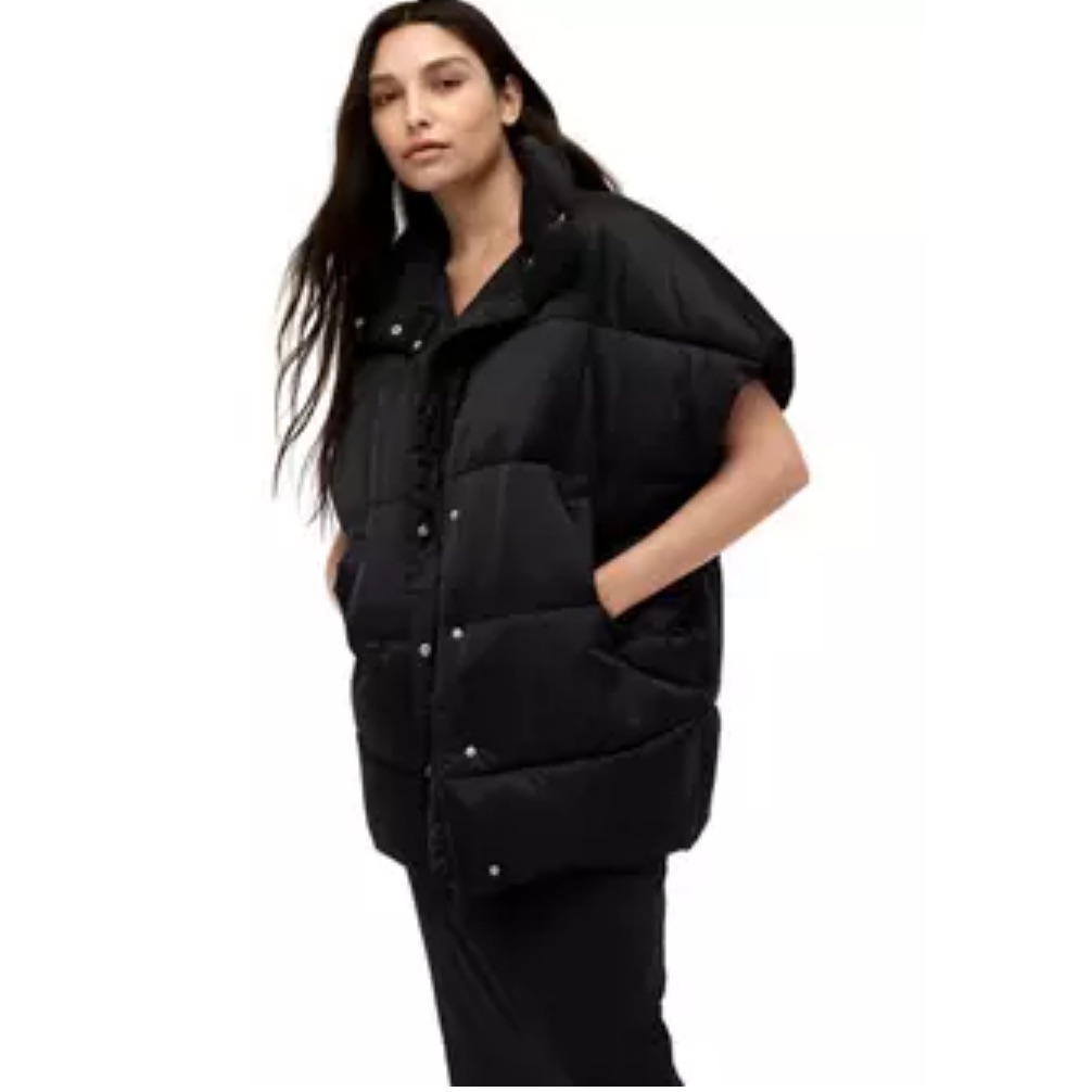 Kenneth Cole Black Puffer Jacket With Quilted Design And Relaxed Fit